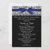 Elegant Navy Blue Lace Rehearsal Dinner Invitation