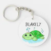Personalized Cute Turtle Cartoon Name  Keychain