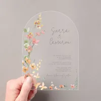 Sunny Wildflower Wedding Transparent Arch ID1023 Acrylic Invitations