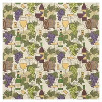 Wine Drinker Vineyard Grapes Vine Leaves Pattern Fabric