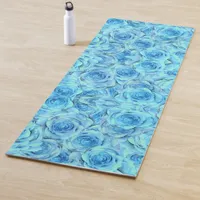 Opulent rose design in turquoise                   yoga mat