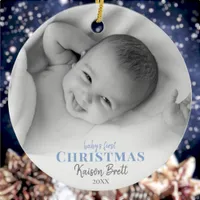 Babys First Christmas Ceramic Photo Ornament