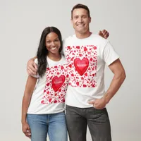 Valentine Birthday Red Confetti Hearts  T-Shirt