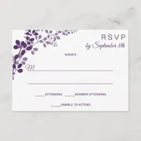 Purple Wedding Small RSVP / Reply Postcard | Vines