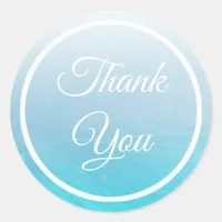 Aqua Blue Gradient and White Thank You stickers