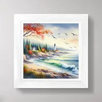 Fall Coastal Beach Art for Small Spaces Framed Art