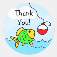 Thank You Fishing Boy's Birthday Stickers
