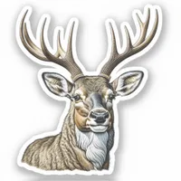 Sketched Deer with Antlers Sticker