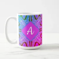 Cute Girly Whimsical Folk Art Pink Purple Blue Coffee Mug