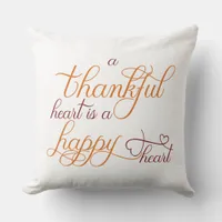 thankful heart is a happy heart thanksgiving throw pillow