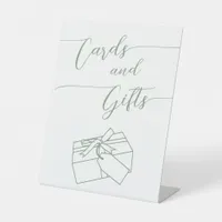 Sage Green Simple Script Cards And Gifts Wedding  Pedestal Sign