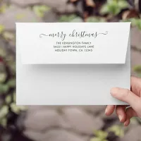 Green Simple Script Merry Christmas Return Address Envelope