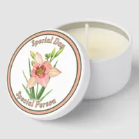 Orange Daylily Flower Botanical Art Personalized Mini Candle Favors