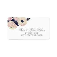 Blue & Coral Pink Floral Spring address labels