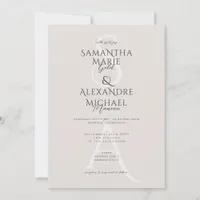 Ivory Script Classy Contemporary Monogram Wedding Invitation