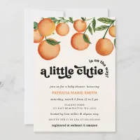 A Little Cutie Is On The Way Orange Baby Shower Invitation