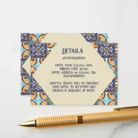 Elegant Mexican Talavera Wedding Details QR code Enclosure Card