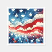 Happy Fourth of July | Patriotic Stars and Stripes Napkins