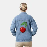 Red Cherry Graphic Design Denim Jacket