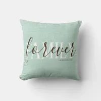 Rustic Teal Burlap Style Family Forever | Photo Throw Pillow