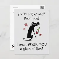 You're HOW Old? Pour You Punny Wine Quote Postcard