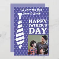 Instagram Photo Tie Dots Blue Fathers Day Card