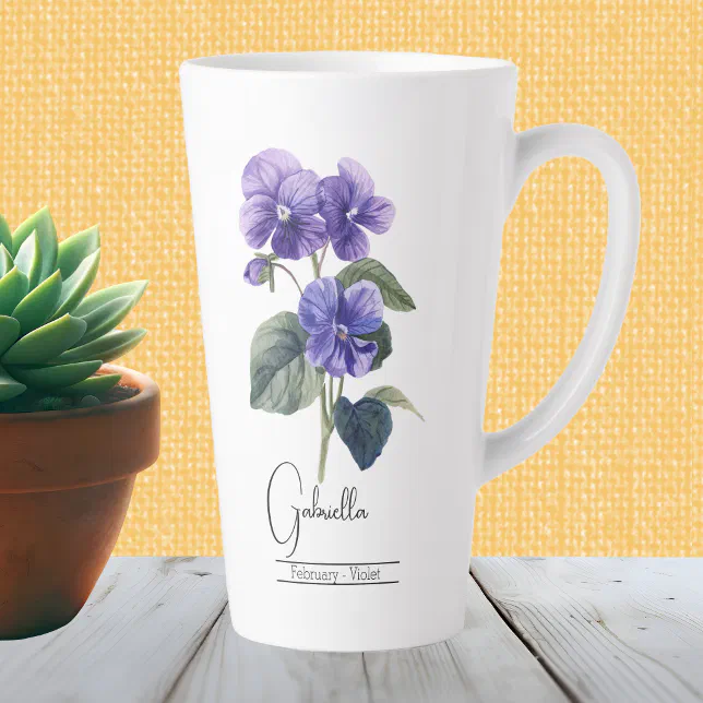 Birth Month Flower Febuary Violet Latte Mug