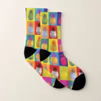 Multi Color Popart Print Pineapple Fruit Pattern Socks