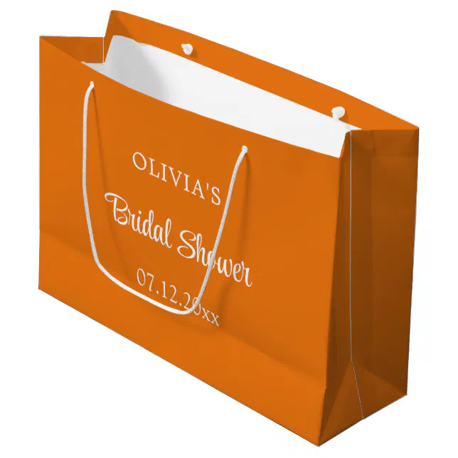 Bright Orange Bridal Shower Large Gift Bag