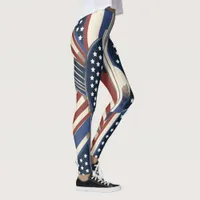 Art Deco US Flag Leggings for 4th of July