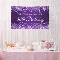 Glittery Royal Purple 30th Birthday Welcome Banner