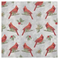 Winter Cardinals and Pines Fabric