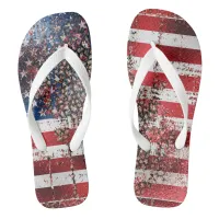 *~* Distressed Striped USA Flag AP27 Grunge Flip Flops