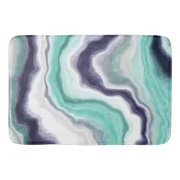 Turquoise, Blue and White Marble Swirls   Bath Mat