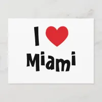 White Black and Red Heart I Love Miami Postcard