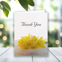 Yellow Daffodils on White Spring Wedding Thank You