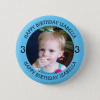 Personalized Name, Age and Photo Birthday    Button