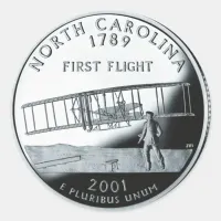 Faux North Carolina State Quarter Classic Round Sticker