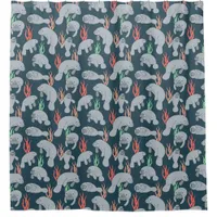 Cute Manatees Under the Sea Pattern Shower Curtain