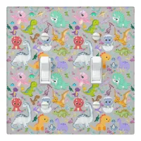 Cute Dinosaur Pattern on Grey | Light Switch Cover