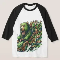 Animated Bears Riding a Green Car  T-Shirt