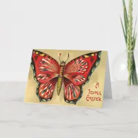 Joyful Easter Vintage Butterfly Holiday Card