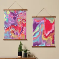 Red, Purple and Blue Marble Fluid Art   Hanging Tapestry