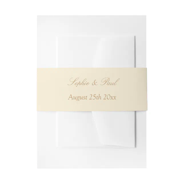 Stylish Cream Beige Wedding Invitation Belly Band