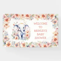 Cute Baby Elephant Girl's Baby Shower  Banner