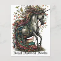 Adorable Unicorn Read Banned Books Postcard