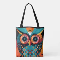 Geometric Owl Art Multicolor Tote Bag