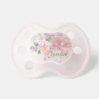 Pink Flora Vintage Style Girl Pacifier Personalize