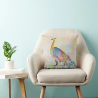 Majestic peacock on a fence - abstract  throw pillow