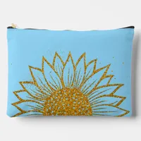 Glitter Sunflower Mother's Day Monogrammed  Accessory Pouch